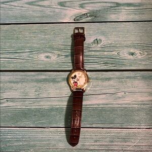 Disney Gold-Tone Watch with Brown Strap